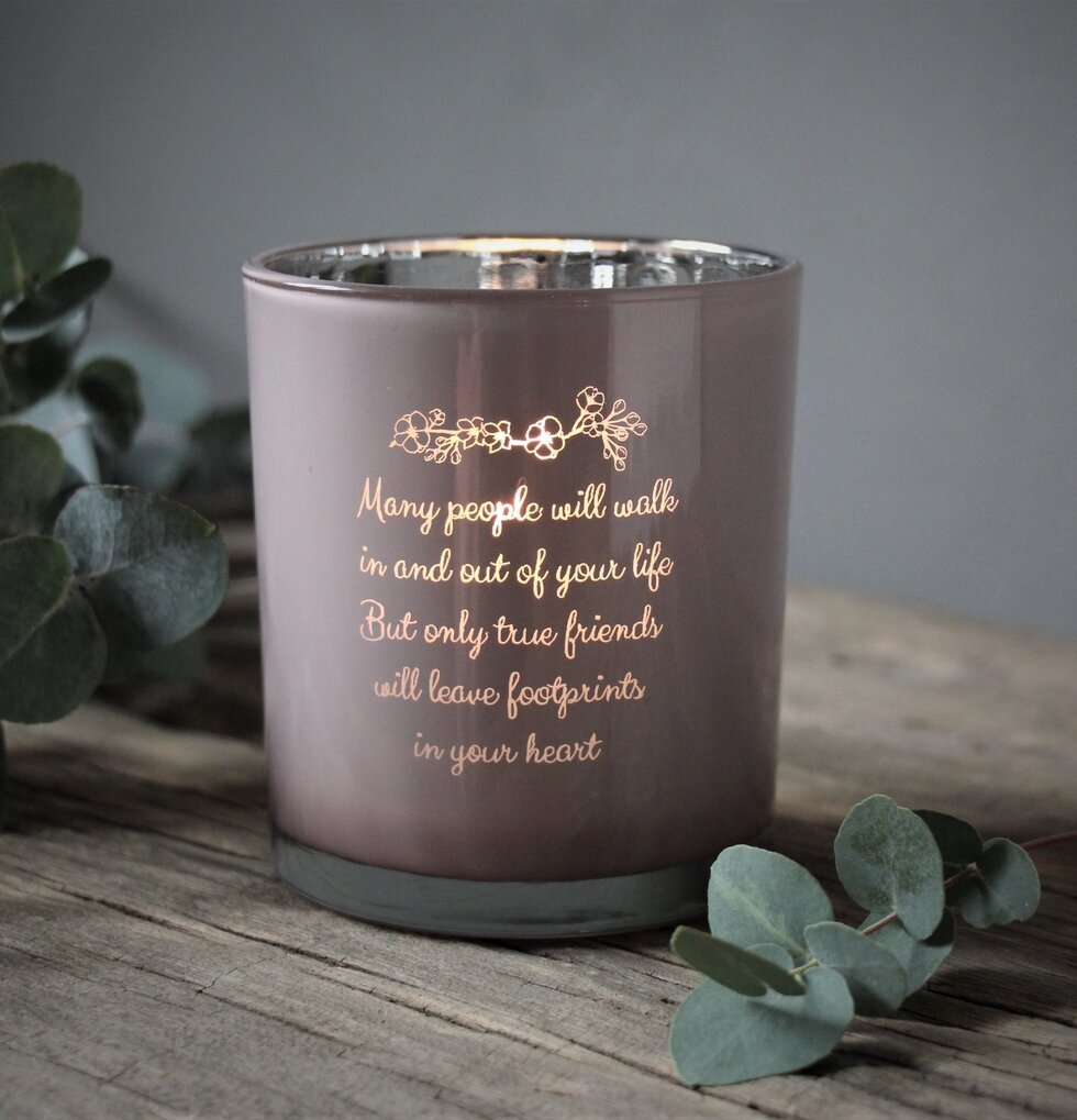 Ljuslykta - Footprints Rosa från Majas Cottage på träyta