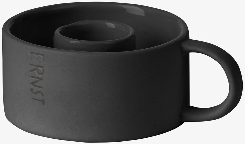 Ljusstake Kronljus Mörkgrå från Ernst i mörkgrå keramik