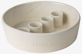 Ljusskål 4 Kronljus Vit från Ernst i vit keramik