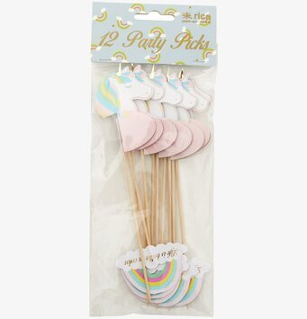 Party Sticks Unicorn & Rainbow från Rice i pastellfärger