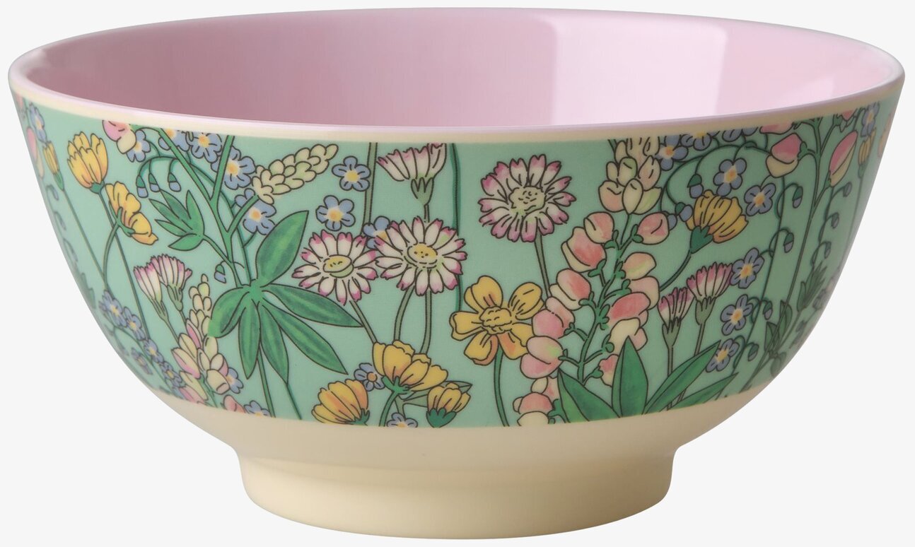 Skål Lupin Print från Rice med blommönster och rosa insida