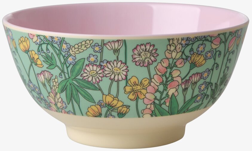 Skål Lupin Print från Rice med blommönster och rosa insida