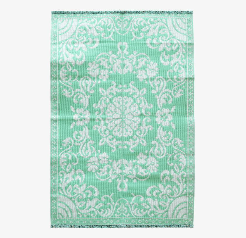 Matta Circle Flower Design Medium från Rice i mintgrönt