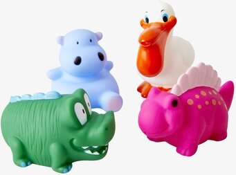 Badleksak Rice från Rice med färgglada djurfigurer i plast