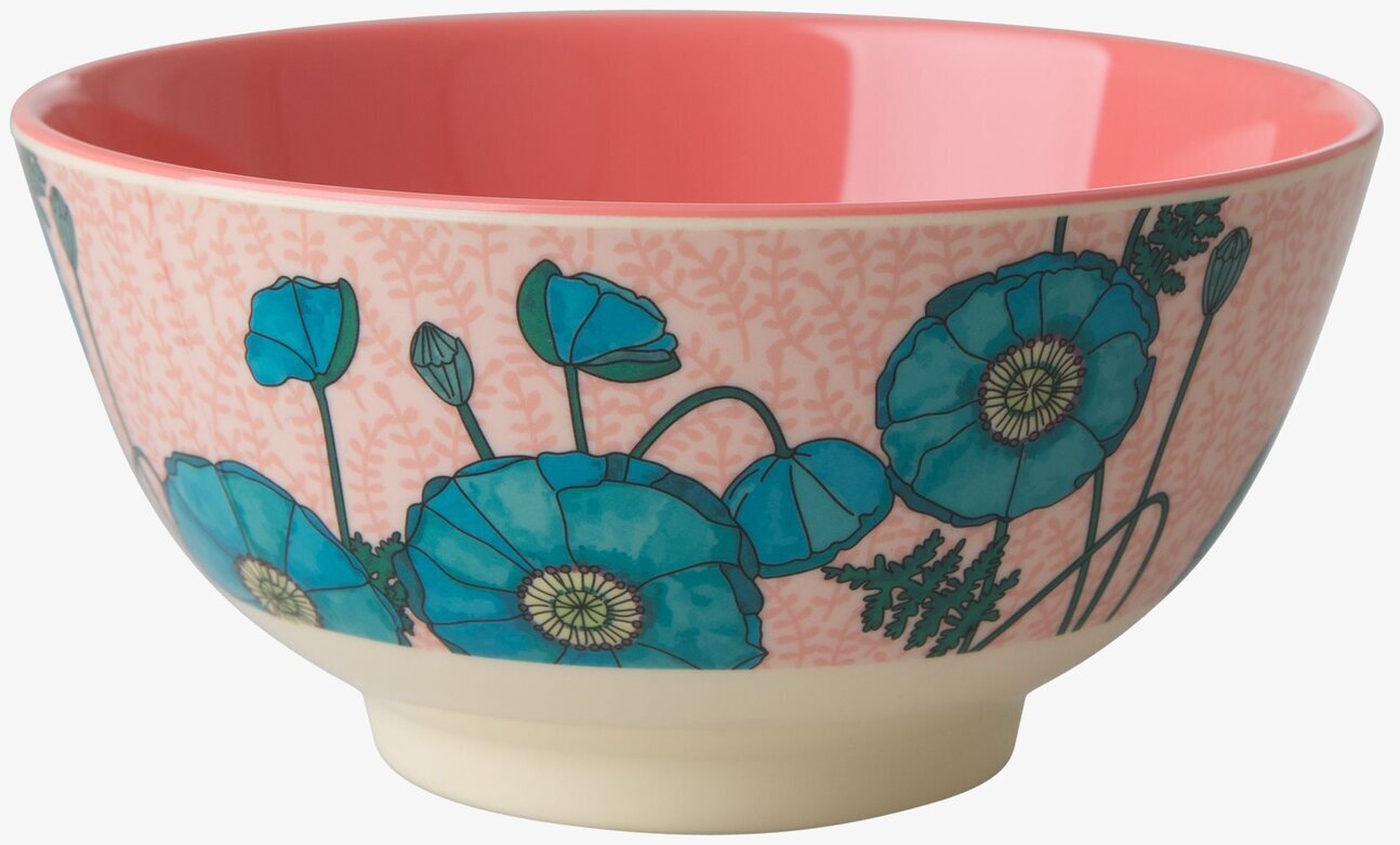 Skål Blue Poppy Print från Rice med blå vallmoblommor