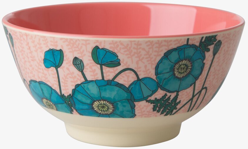 Skål Blue Poppy Print från Rice med blå vallmoblommor