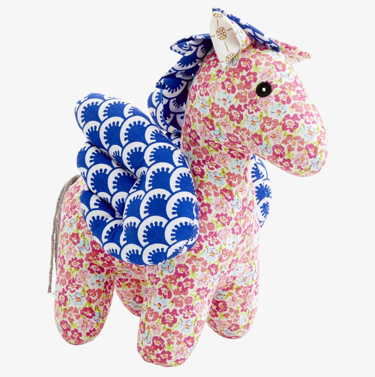 Mjukisdjur Enhörning från Rice med blommigt tyg och vingar