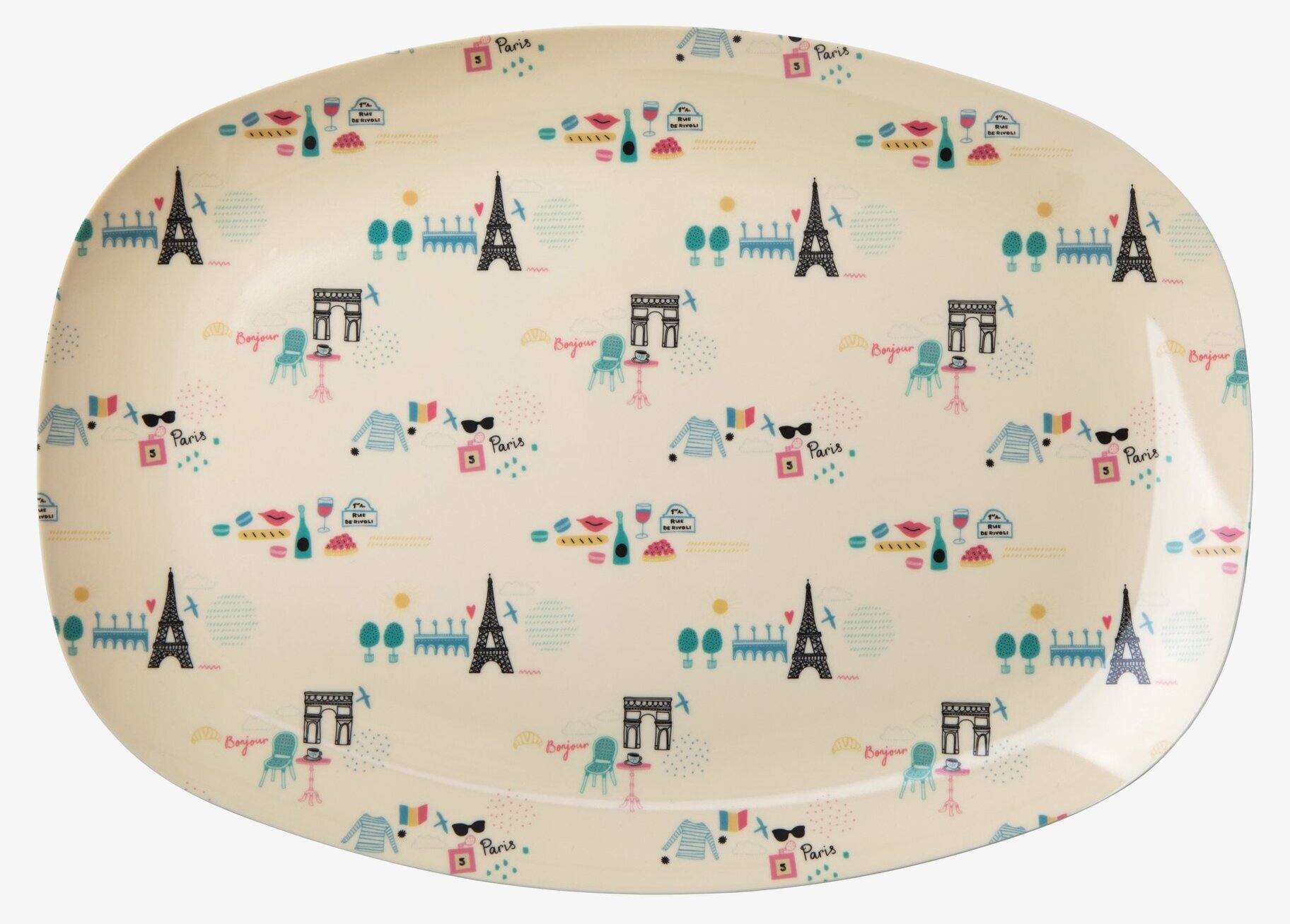 Tallrik Paris Print från Rice med färgglatt parisiskt mönster