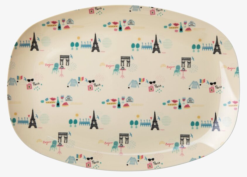 Tallrik Paris Print från Rice med färgglatt parisiskt mönster