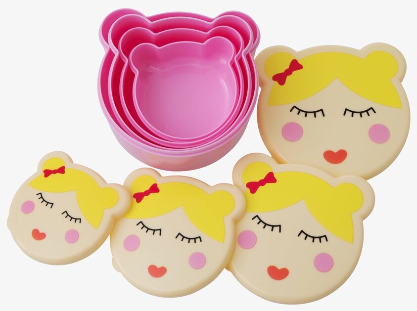 Lunchbox Pretty Face från Rice, fyra färgglada lunchlådor