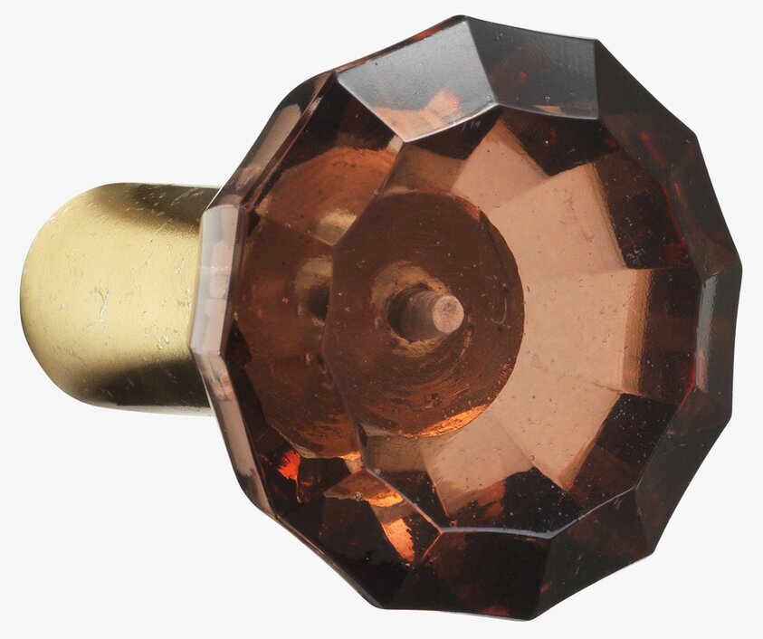 Glasknopp Rost L från Cozy Living i rostrött glas och mässing