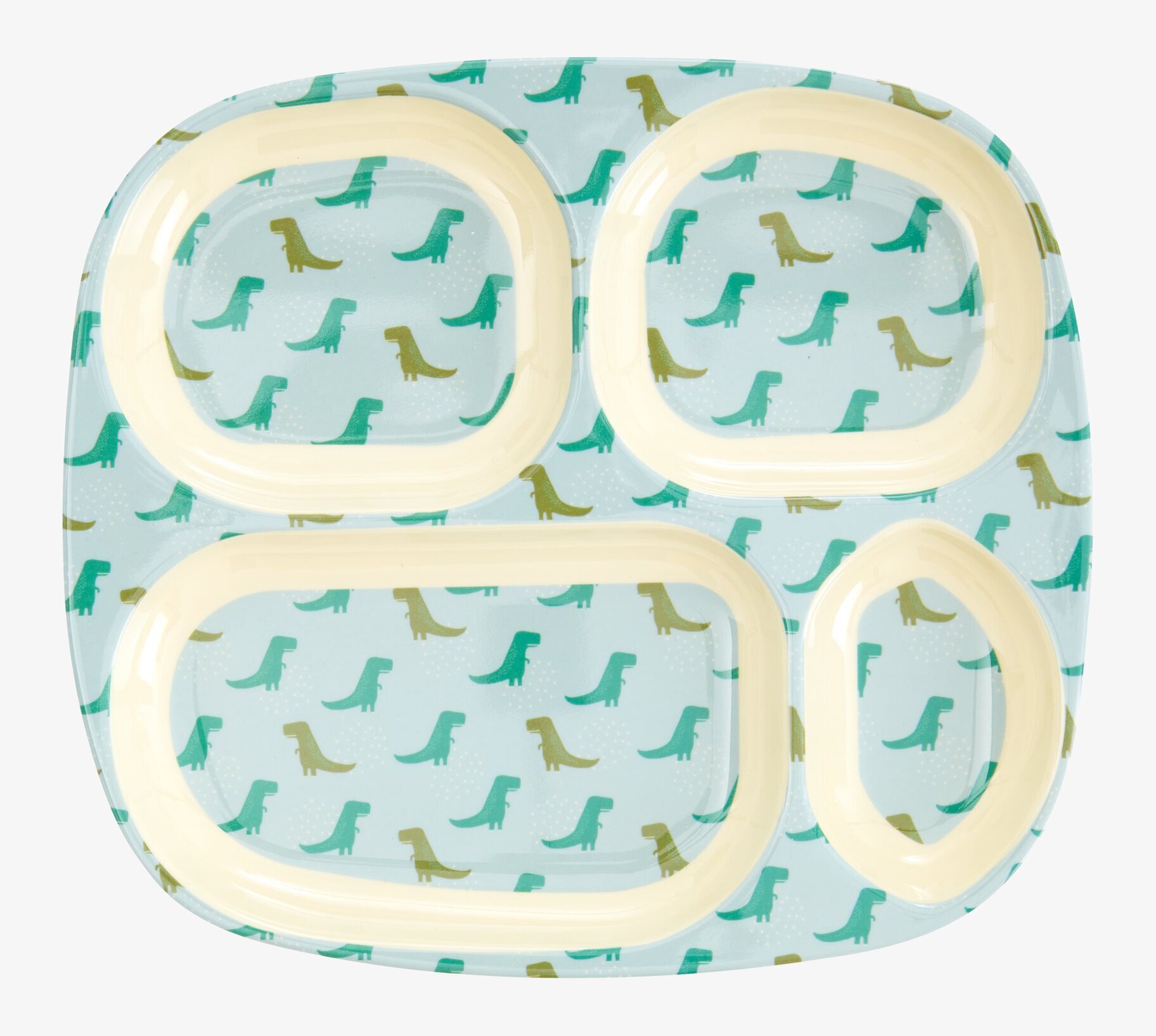 Barntallrik 4-Fack Dino Print från Rice med dinosaurier