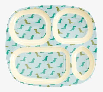 Barntallrik 4-Fack Dino Print från Rice med dinosaurier