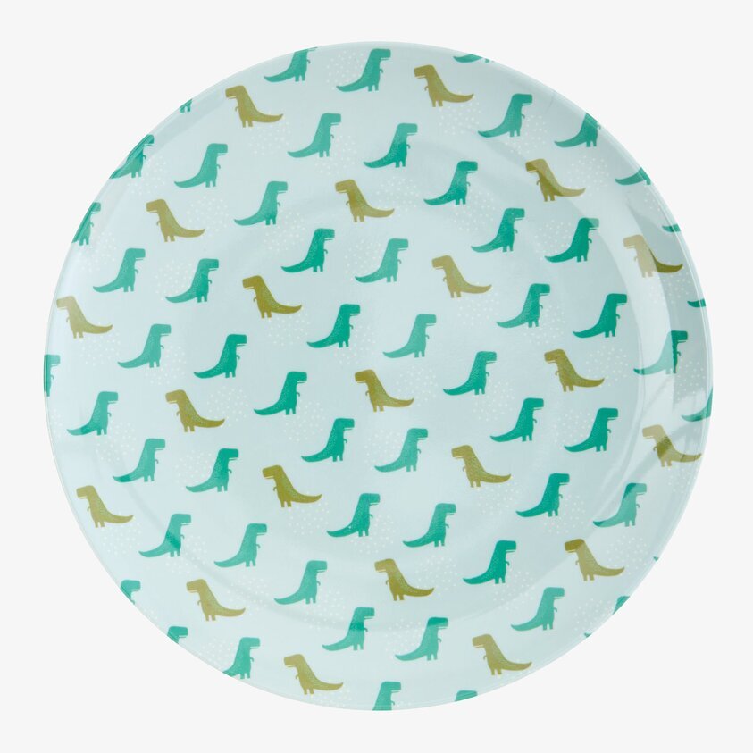 Barntallrik Dino Print från Rice med färgglada dinosaurier