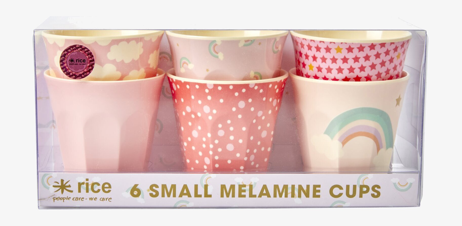 Muggar 6-Pack Rainbow Print från Rice med färgglada motiv
