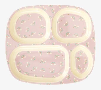 Barntallrik 4-Fack Rainbow Print från Rice med färgglatt mönster