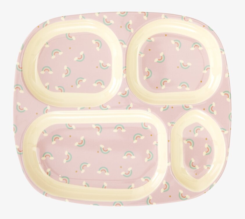 Barntallrik 4-Fack Rainbow Print från Rice med färgglatt mönster