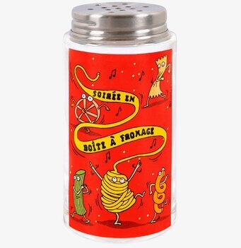 Parmesanströare Röd från Derriére la porte i glas och stål