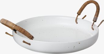 Bricka Stengods Ø 25 cm från Ernst med rottinghandtag