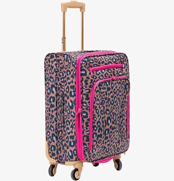 Resväska Leopard från Rice med leopardmönster och fyra hjul