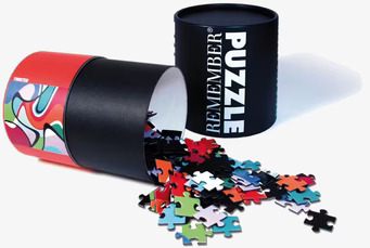 Pussel Twister från Remember i färgglatt cylindriskt fodral