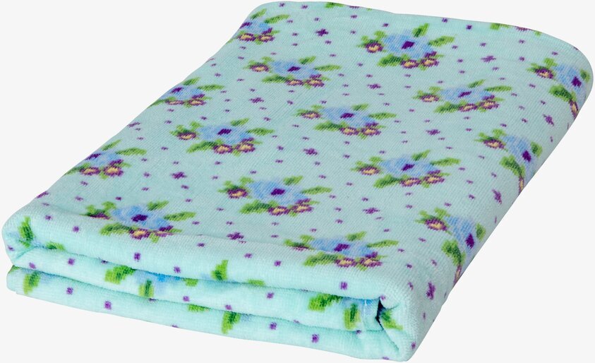 Badhandduk Cross Stitch Mint från Rice med blommönster