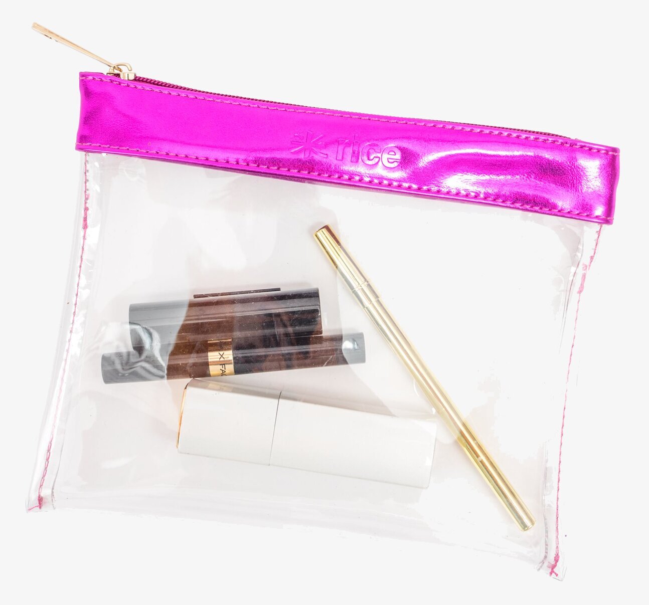 Förvaringspåse Transparent från Rice med cerise blixtlås
