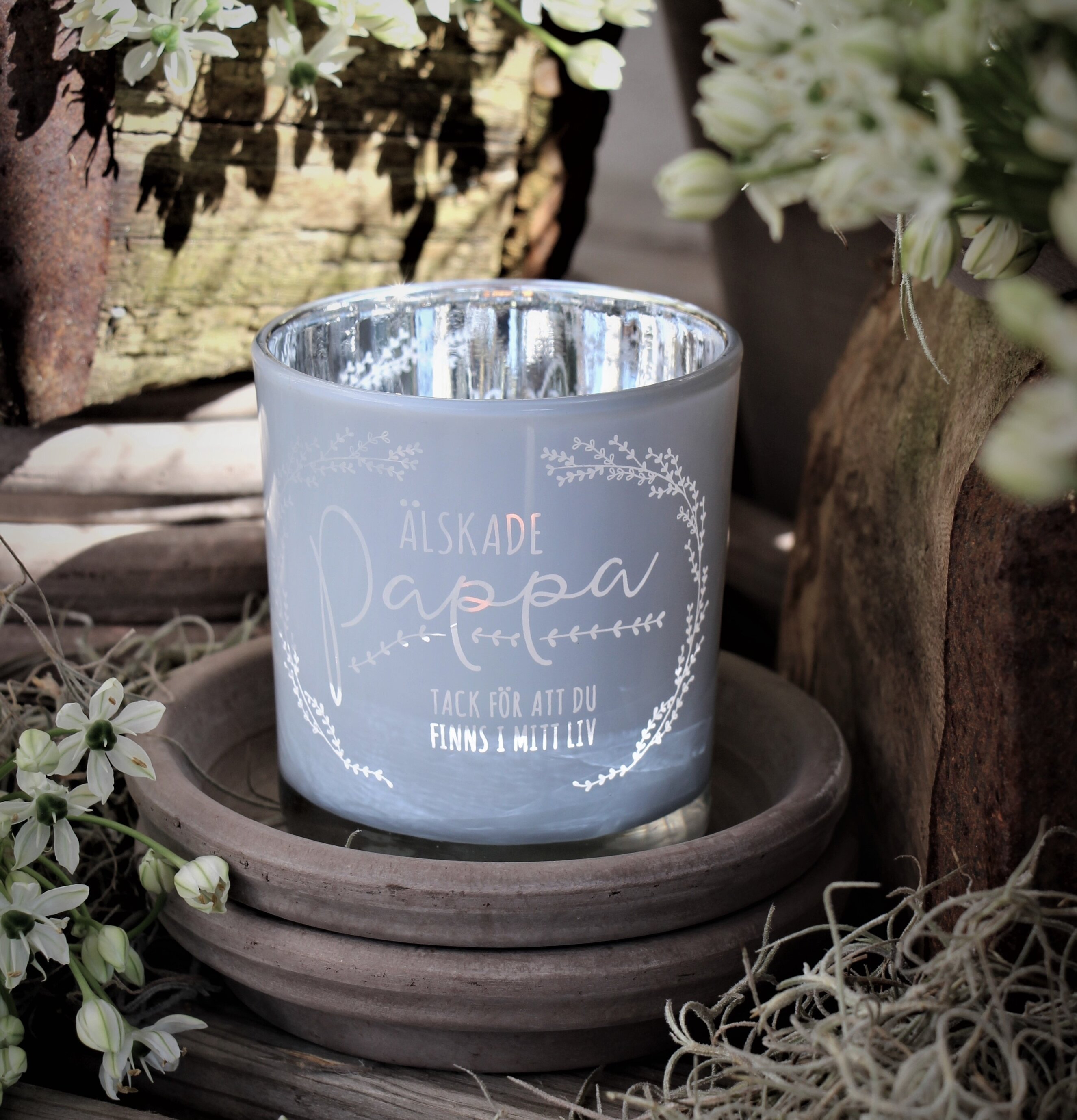 Ljuslykta Älskade Pappa från Majas Cottage med naturmotiv