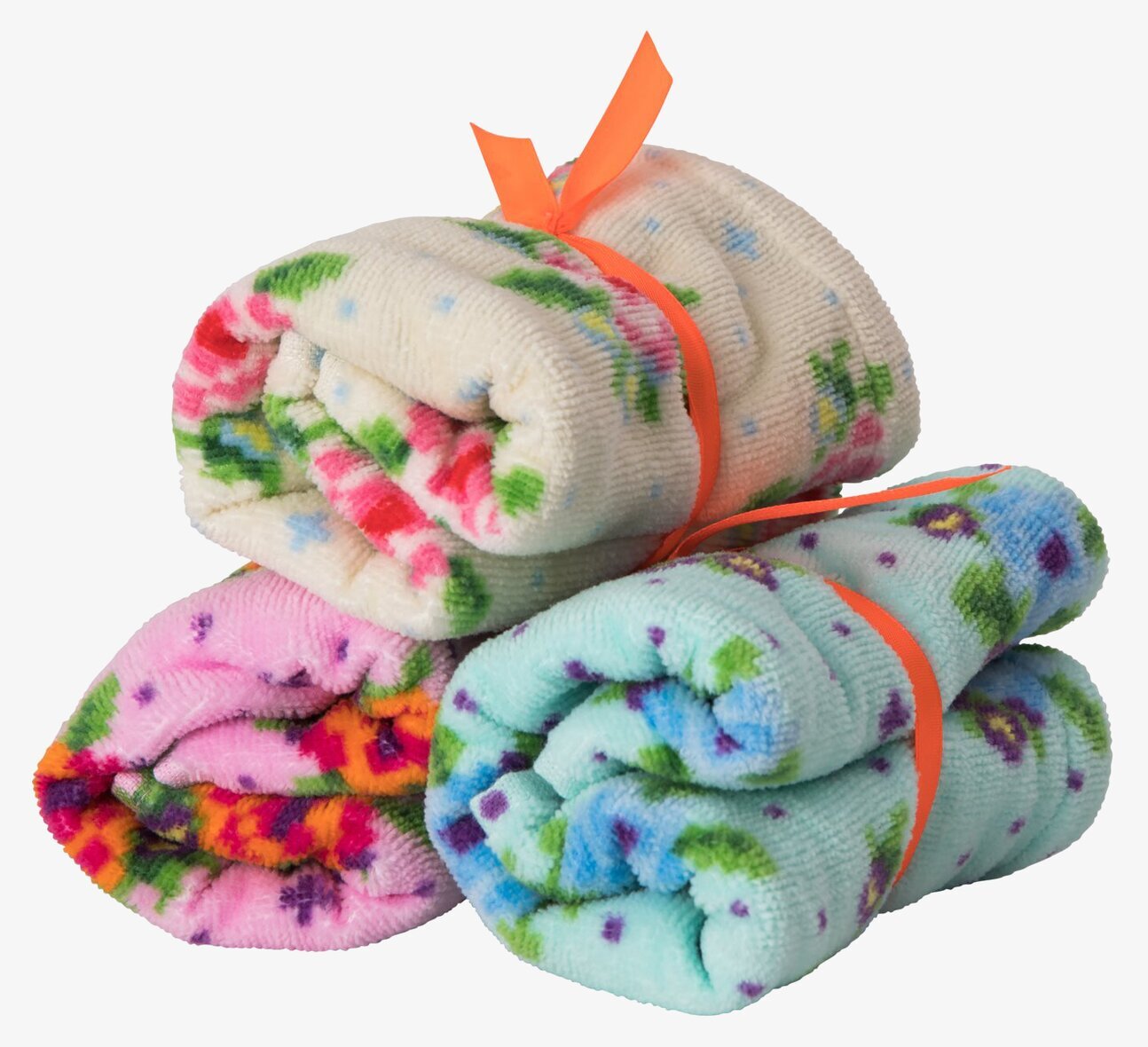 Tvättlapp Cross Stitch från Rice i tre färgglada mönster