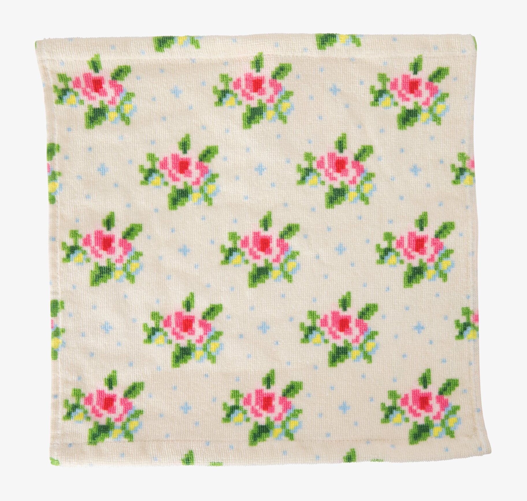 Tvättlapp Cross Stitch från Rice med färgglatt blommönster