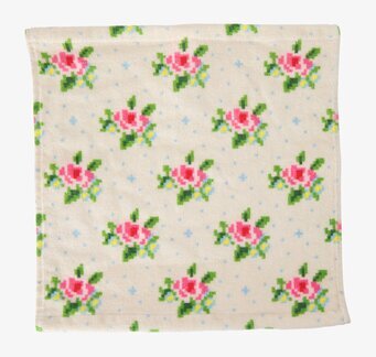 Tvättlapp Cross Stitch från Rice med färgglatt blommönster