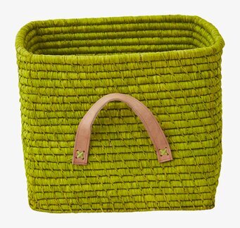 Raffiakorg Anis från Rice i grönt med läderhandtag