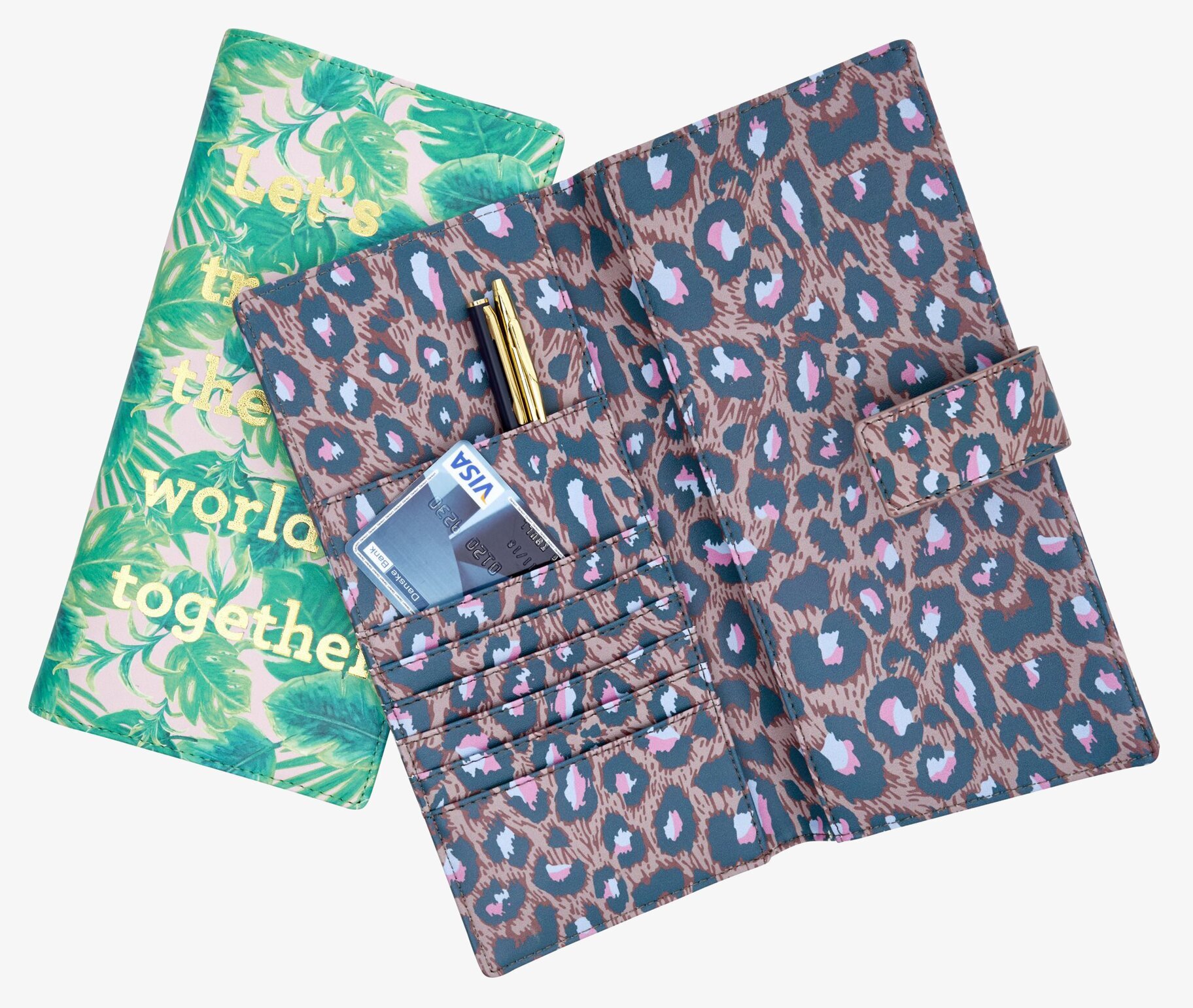 Resefodral Leave Print från Rice med leopardmönster och fack