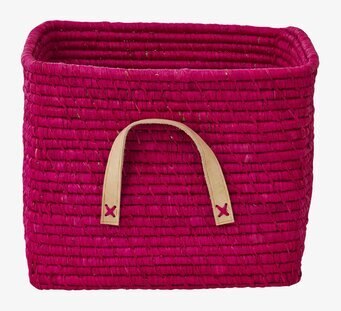 Raffiakorg Fuchsia från Rice, rektangulär och livlig