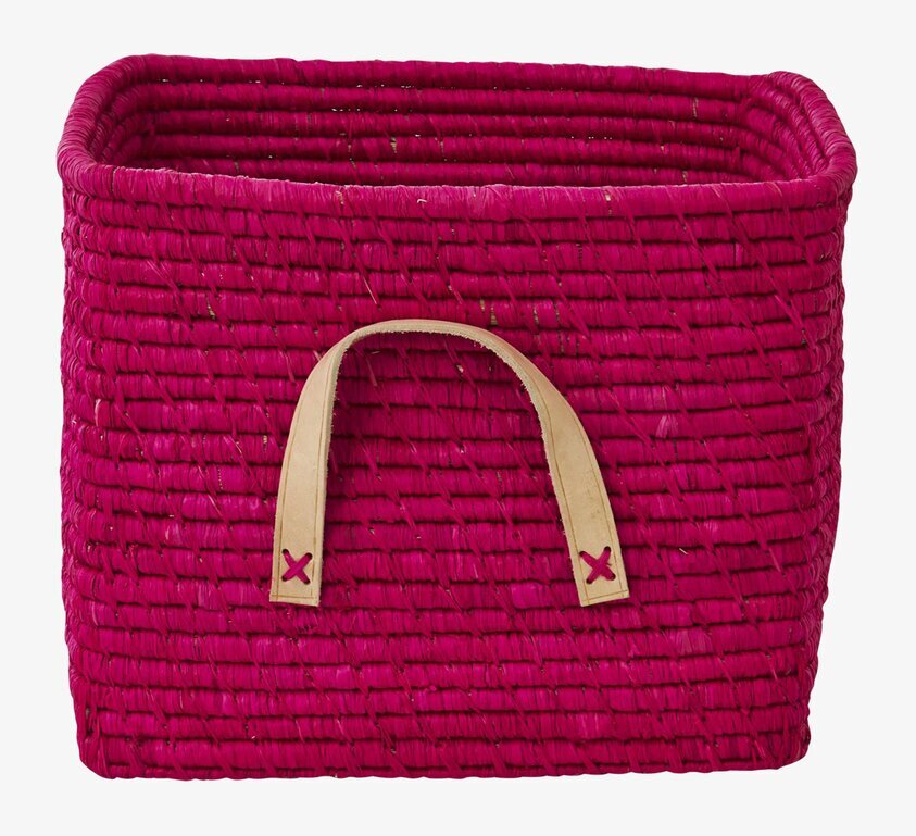 Raffiakorg Fuchsia från Rice, rektangulär och livlig