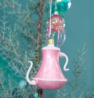 Christmas Ornament Teapot från Rice i julgran med glitter