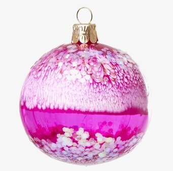 Christmas Bauble Pink från Rice, rosa glaskula med glitter