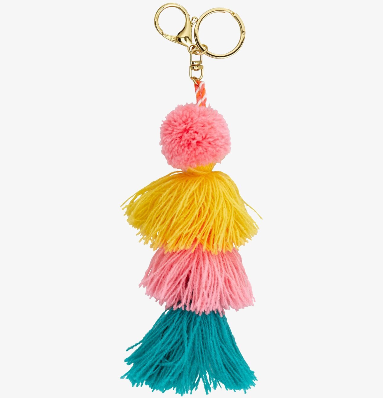 Nyckelring Tassel från Rice med färgglada tofsar och pompom