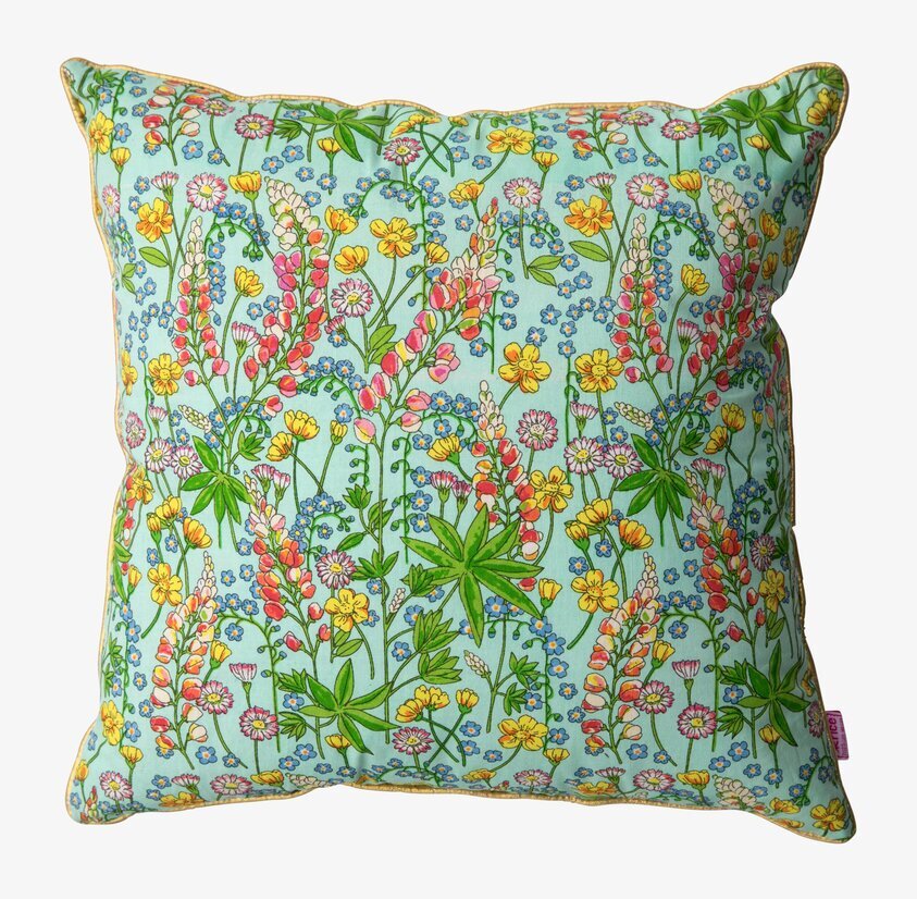 Kudde Lupin Print från Rice med färgglatt blomönster