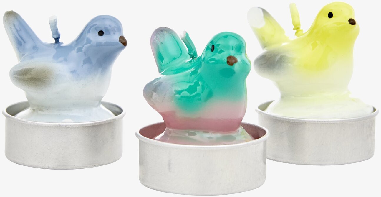 Värmeljus Fågel 4-Pack från Rice i livfulla färger