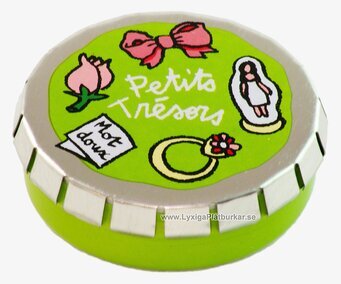 Småburk grön från Derriére la porte med lekfulla illustrationer