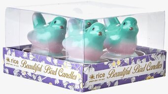 Värmeljus Fågel 4-Pack från Rice i färgglad förpackning