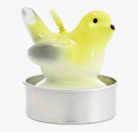 Värmeljus Fågel 4-Pack från Rice med små fåglar i ljusgul