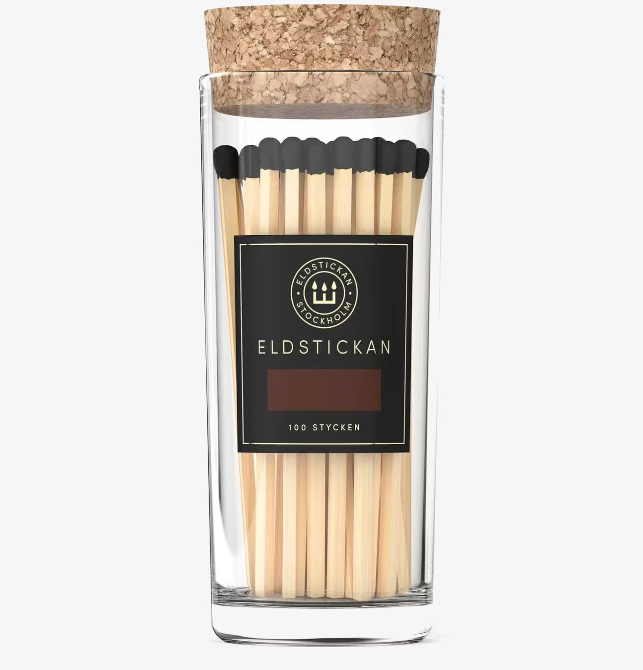 Tändstickor Stor Svart från Eldstickan i glasburk med kork