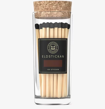 Tändstickor Stor Svart från Eldstickan i glasburk med kork