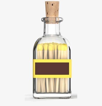 Tändstickor Liten Gul från Eldstickan i glasflaska med kork