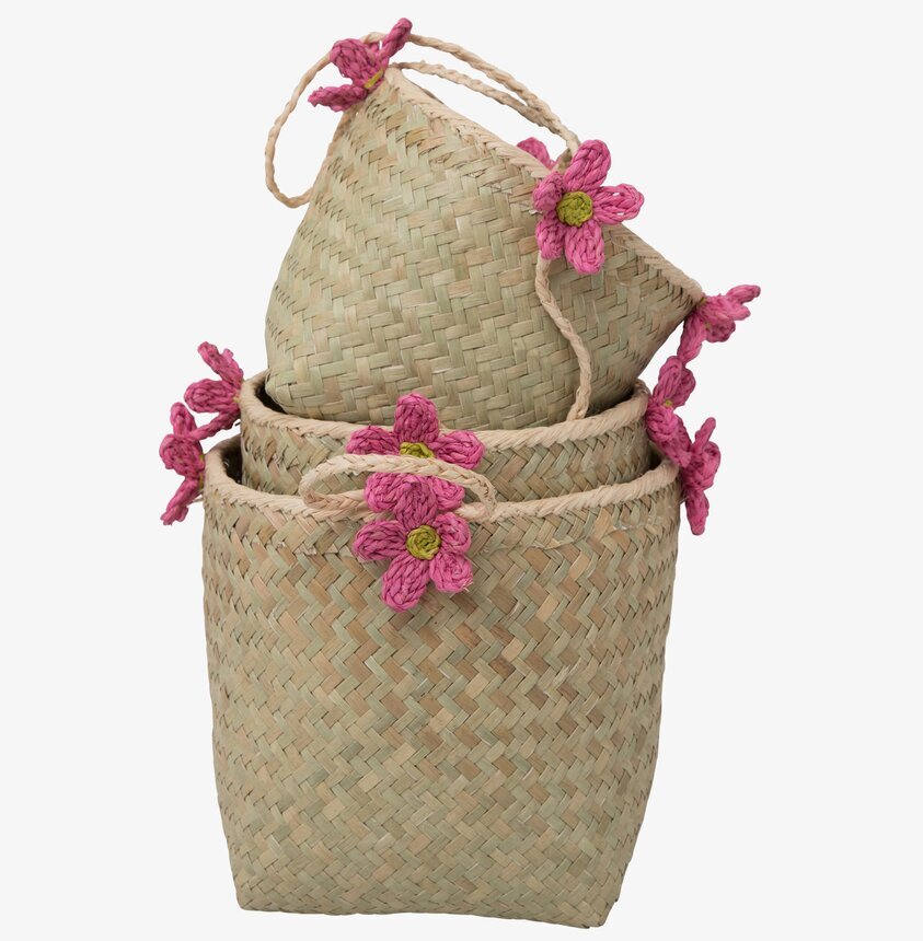 Hängande Förvaringskorgar från Rice i naturmaterial