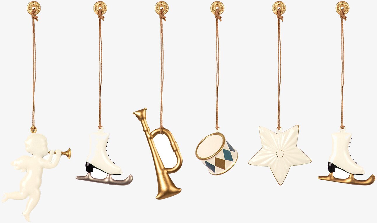 Box Julpynt Vit/Guld från Maileg med sex olika dekorationer