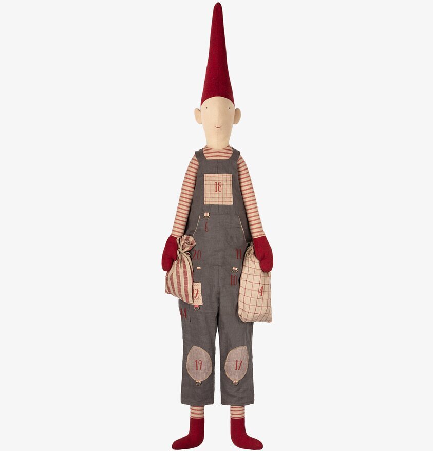 Julkalender Pixy Boy från Maileg, 80 cm hög med 24 fickor