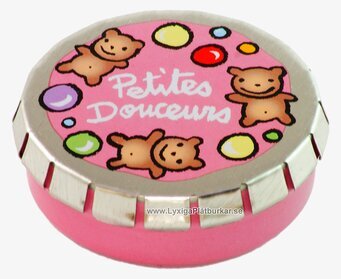 Småburk rosa från Derriére la porte med leende nallebjörnar